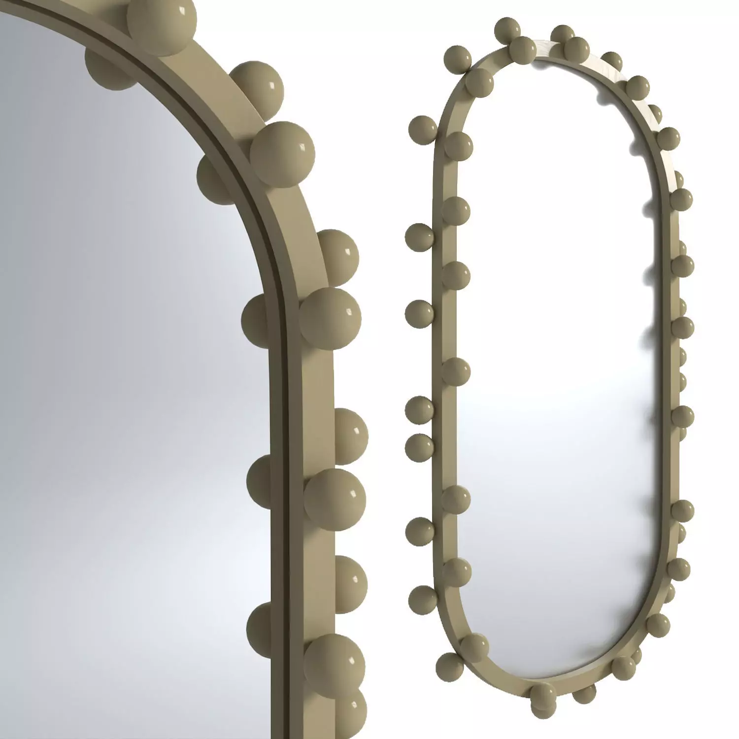 Tov Furniture Bubbles Ivory Cream Metal Frame Oval Wall Mirror 3D model