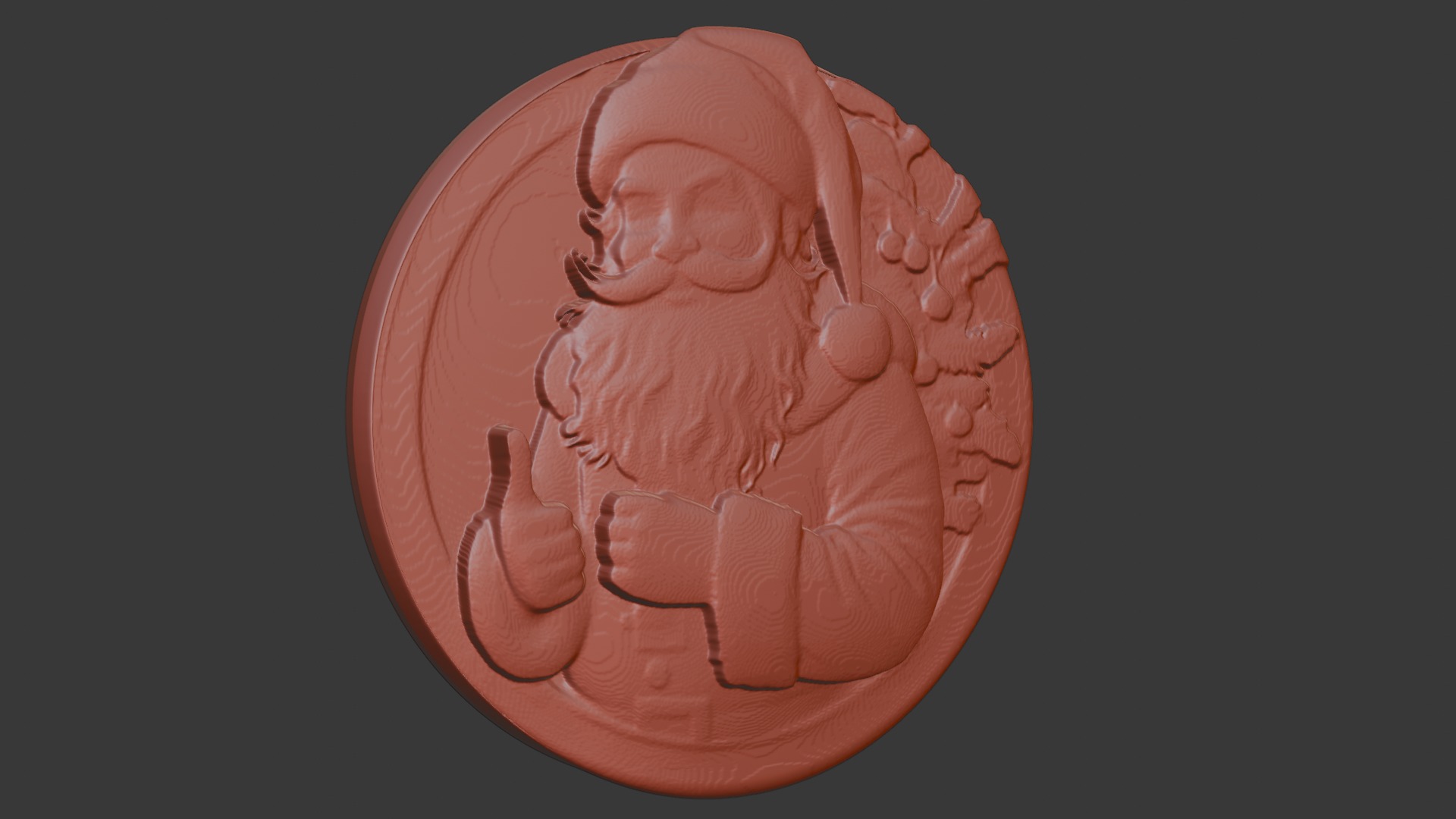 Christmas Santa Claus coin-shaped relief model 3D print model_3