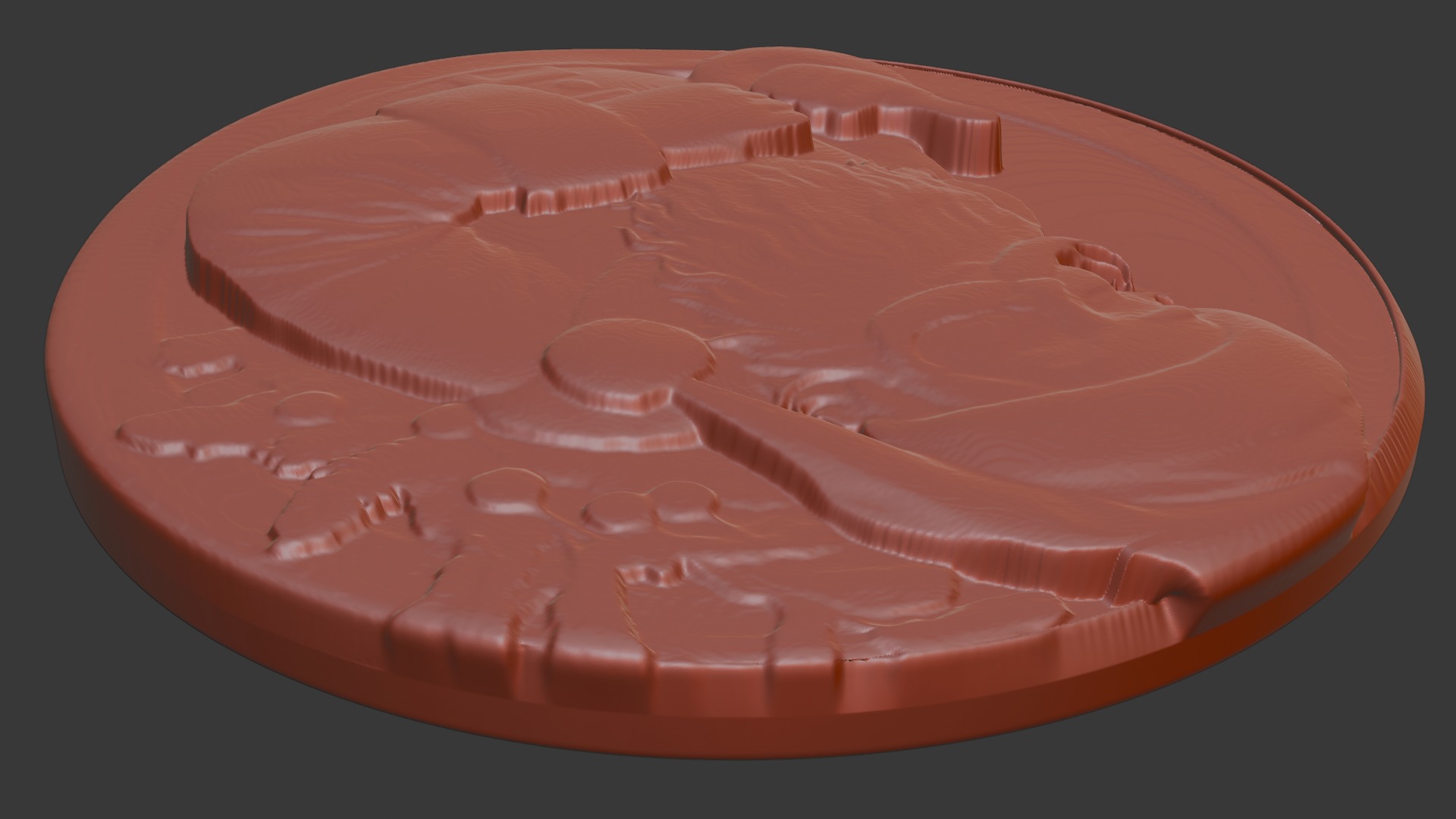 Christmas Santa Claus coin-shaped relief model 3D print model_1