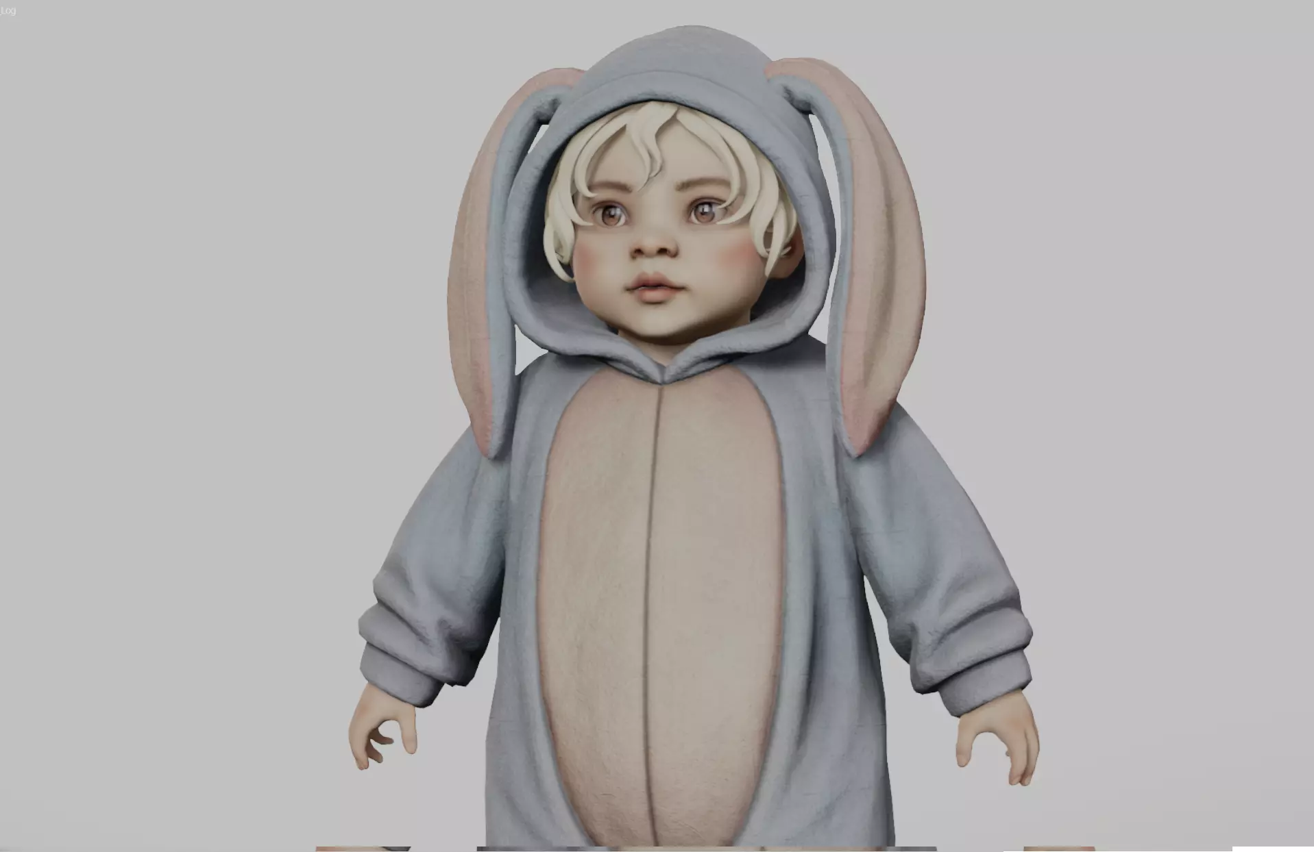 Baby in a bunny suit Low-poly 3D model_0