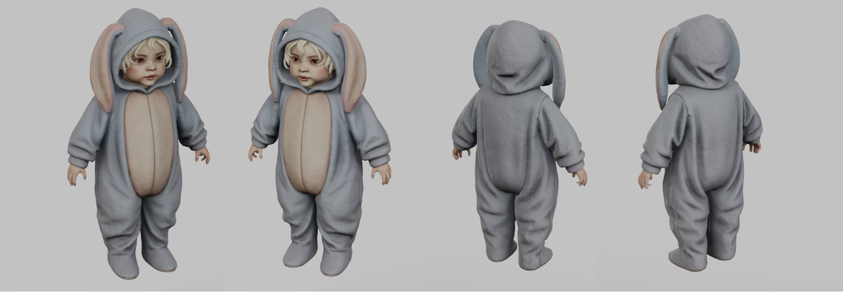 Baby in a bunny suit Low-poly 3D model_1