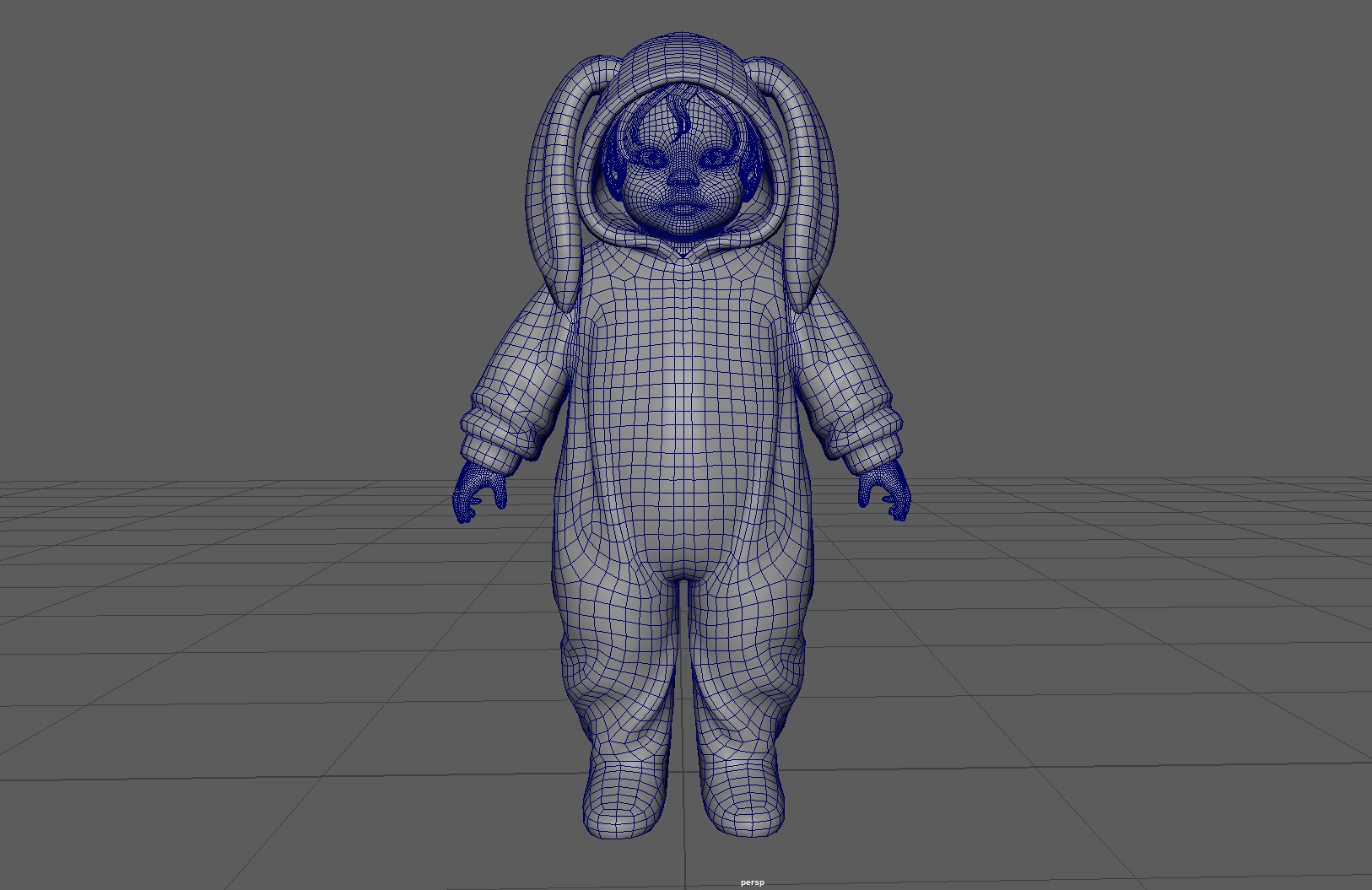 Baby in a bunny suit Low-poly 3D model_2