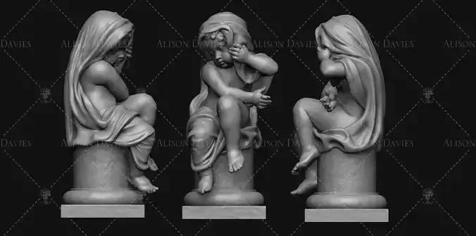 Garden architectural Putti putto cherub statue 3d print model 3D print model