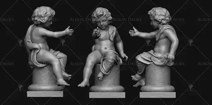 Garden architectural Putti putto 2 cherub statue 3d print model