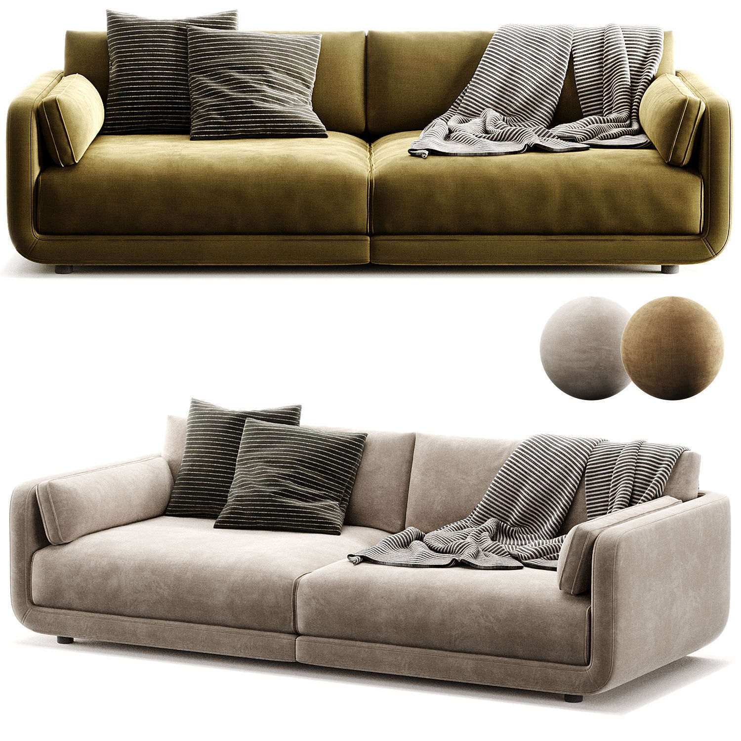 Naples Upholstered Sofa 3D model_2
