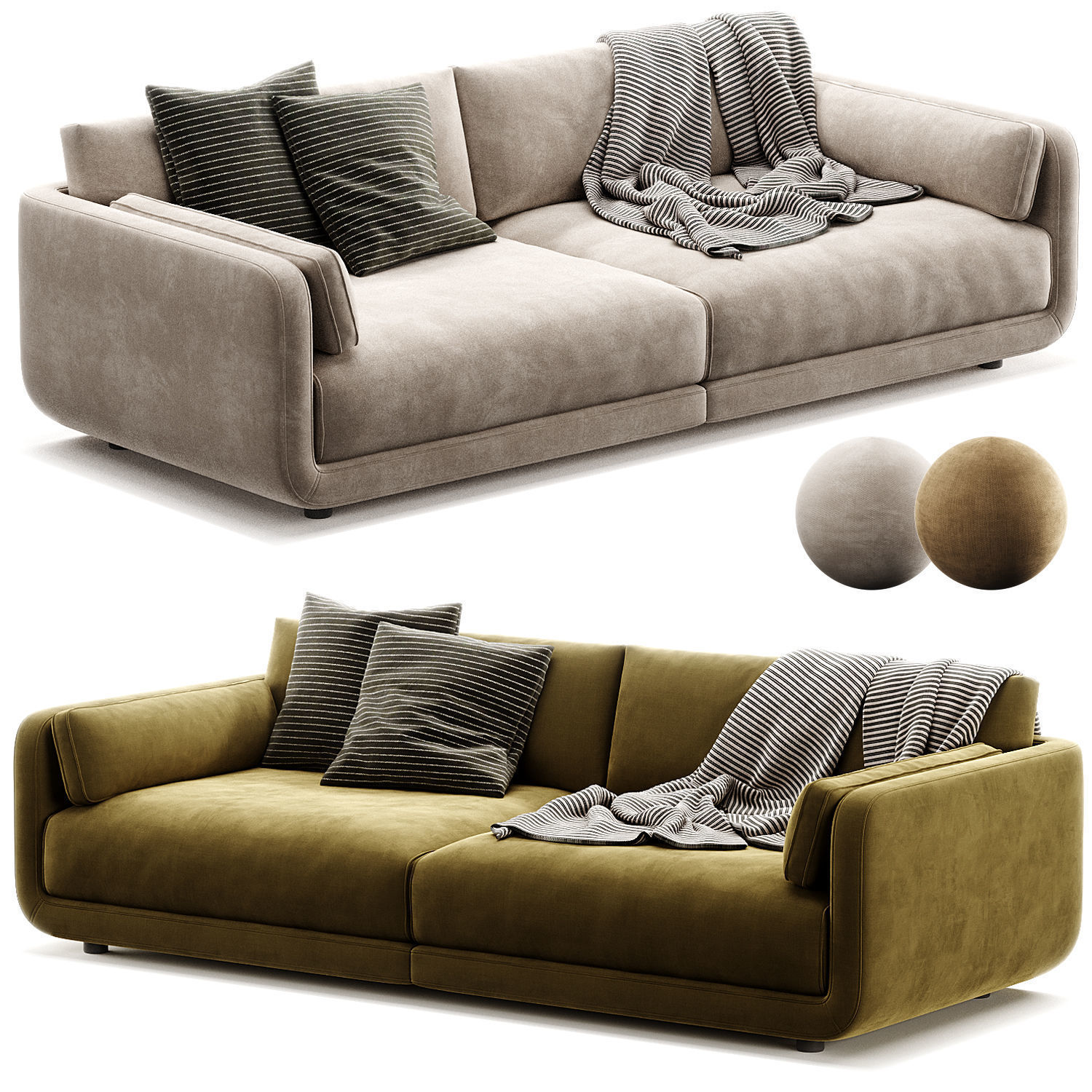 Naples Upholstered Sofa 3D model_3
