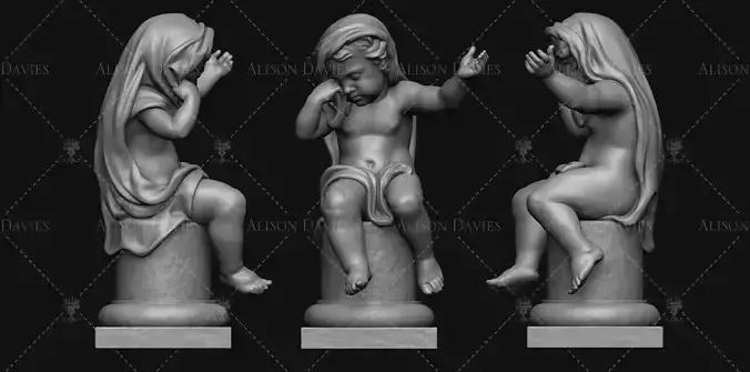 Garden architectural Putti putto cherub 4 statue 3d print model