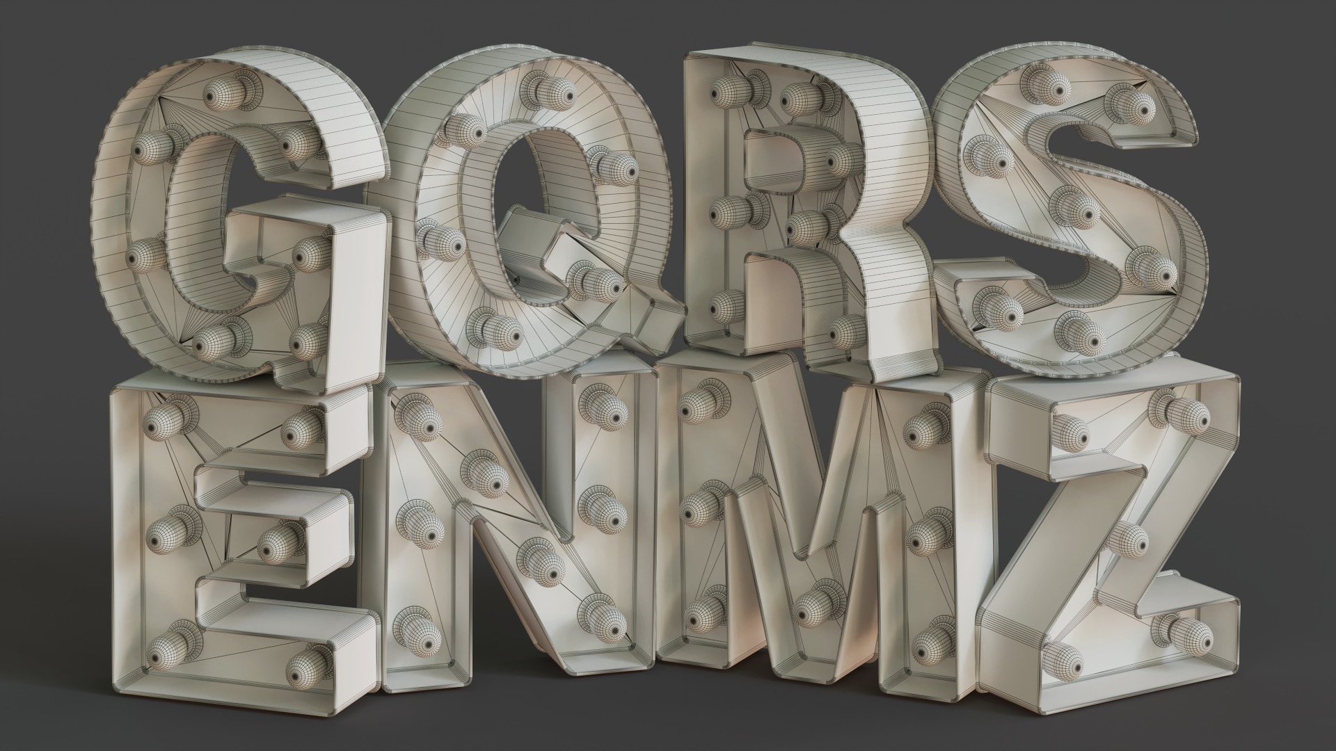 Vintage Metallic Copper Lamps Alphabet Pack 40 pcs 3D model_2