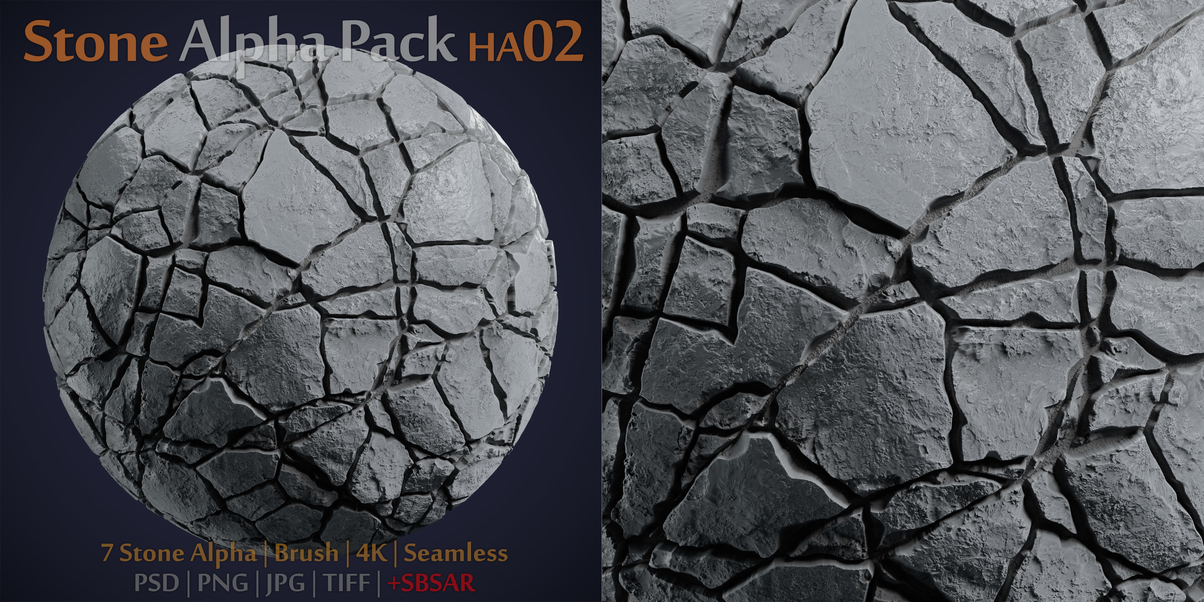 Stone and Gravel Alpha Brush - HA02 - 4K - 16bit - SBSAR 3D model_5