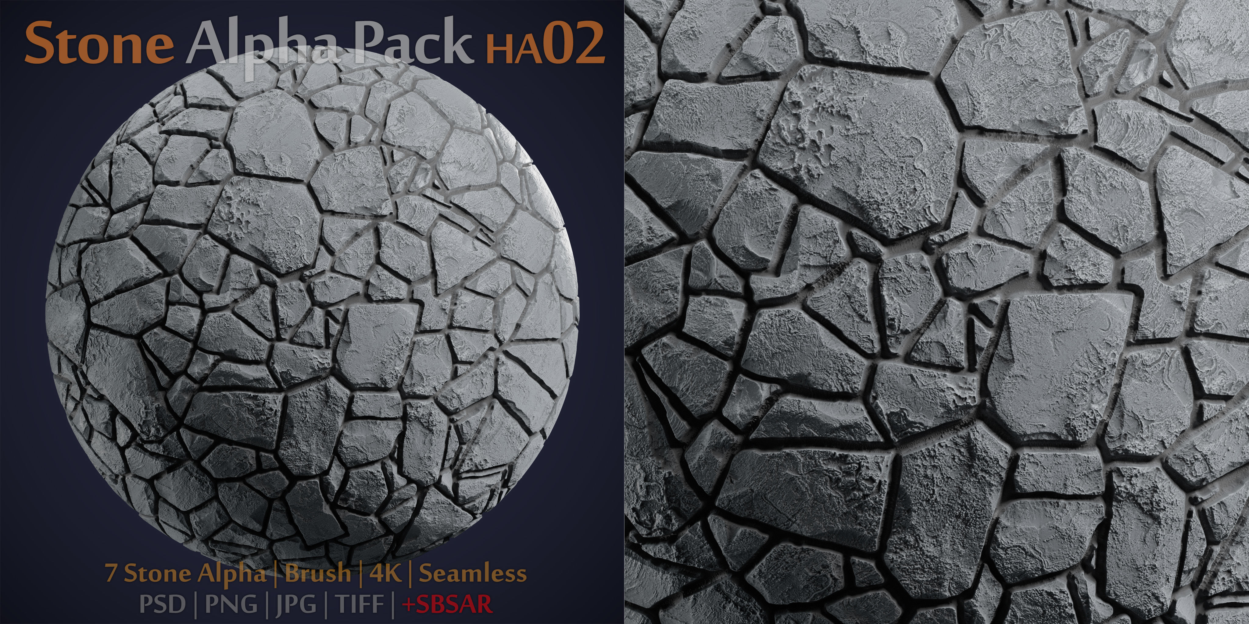 Stone and Gravel Alpha Brush - HA02 - 4K - 16bit - SBSAR 3D model_2