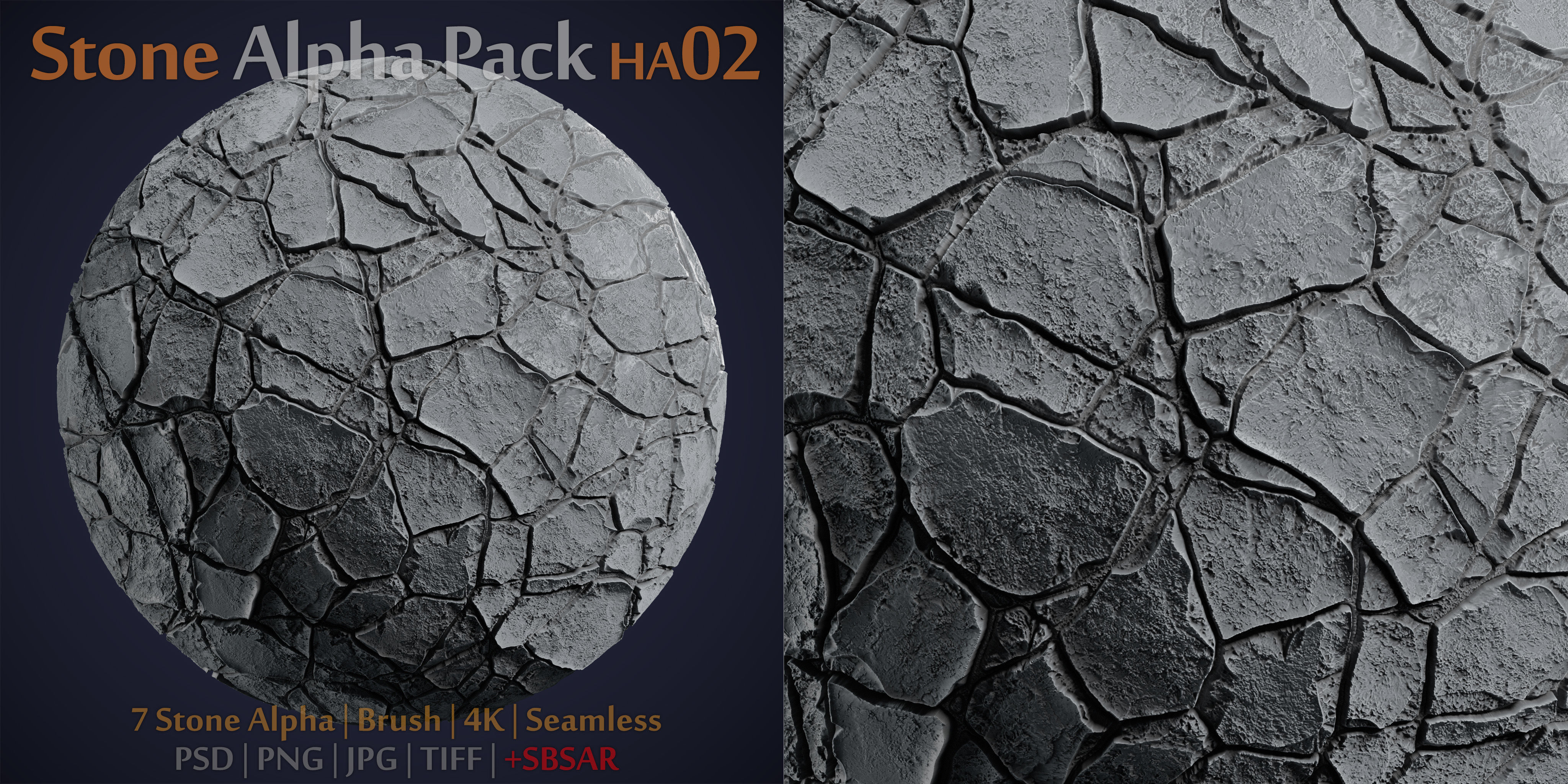 Stone and Gravel Alpha Brush - HA02 - 4K - 16bit - SBSAR 3D model_3