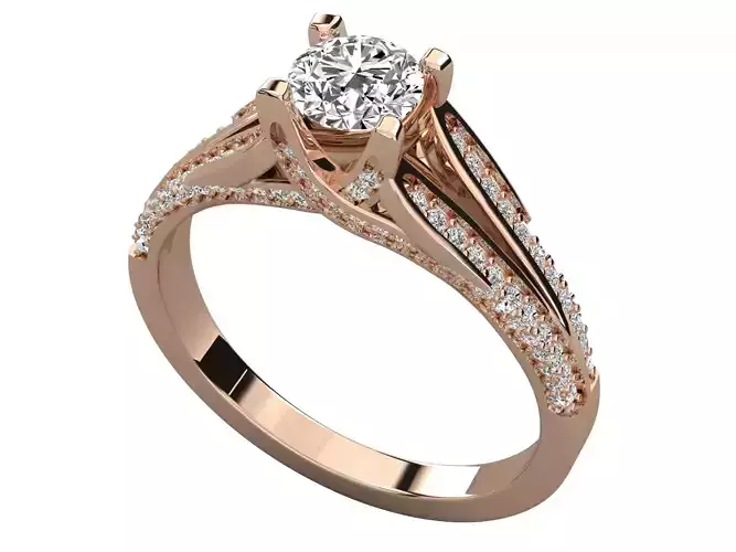 Modern Pave Split Shank  Enagement Ring