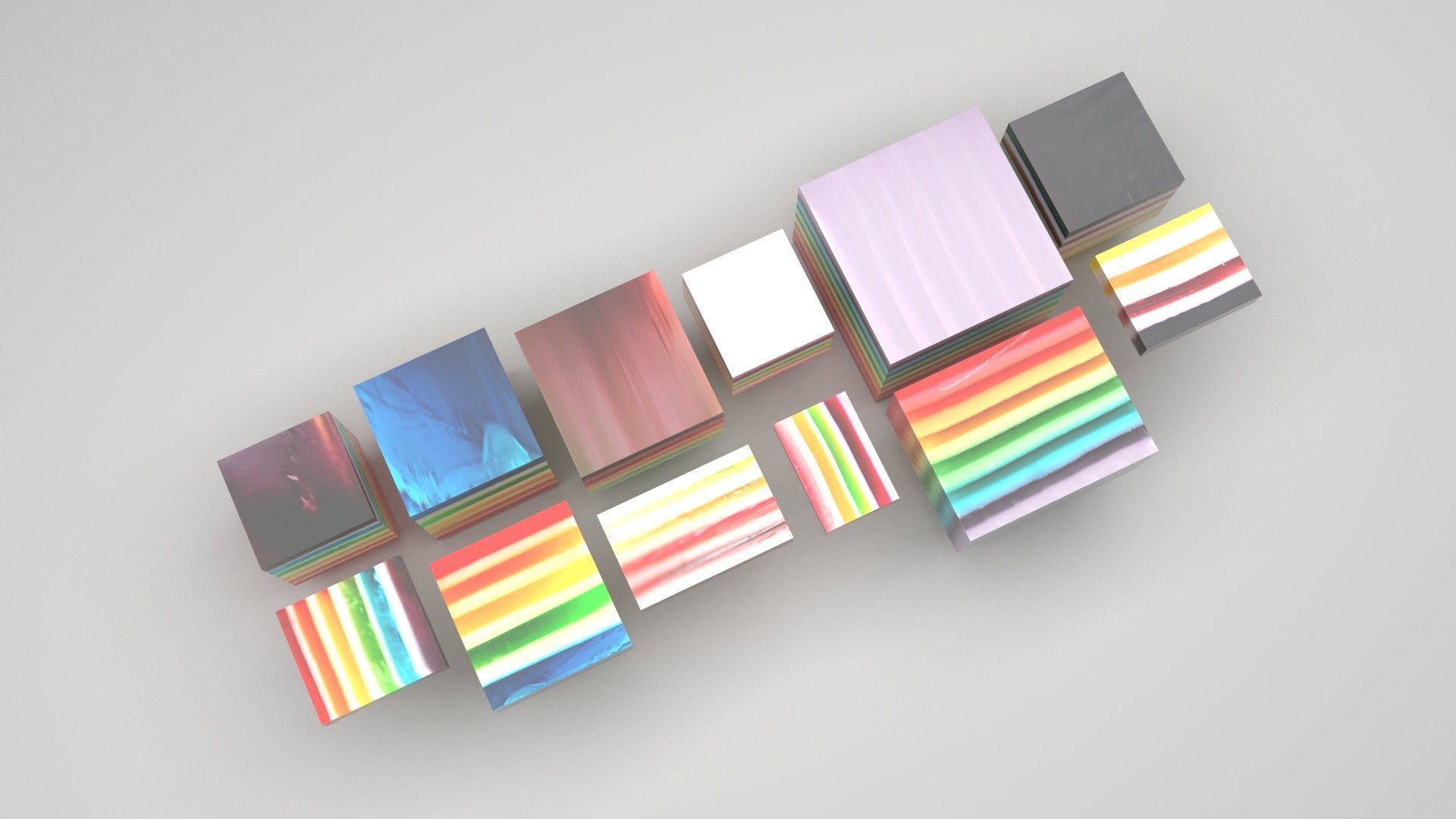 Rainbow Jello Cakes Set 3D model_6