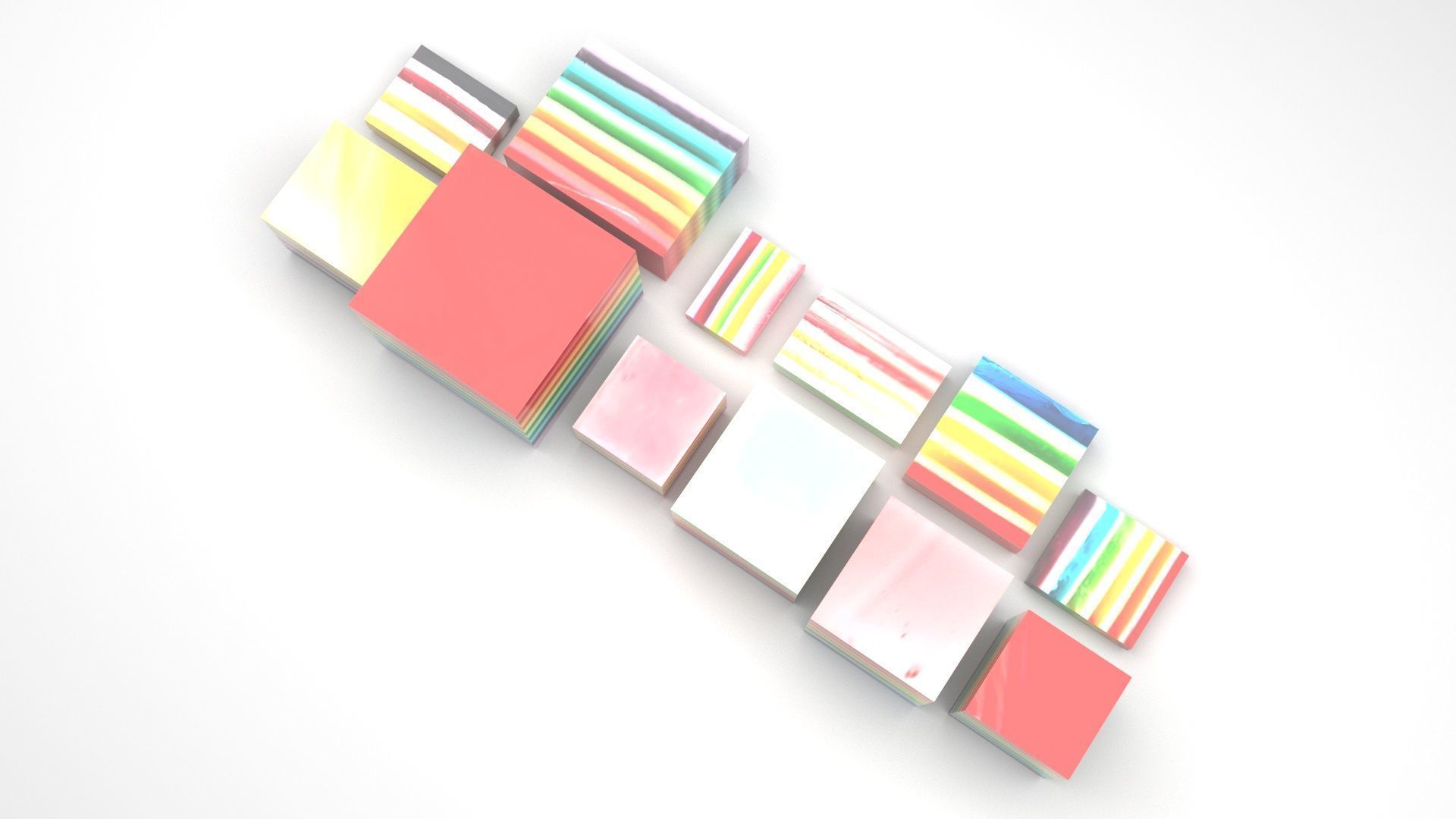 Rainbow Jello Cakes Set 3D model_3