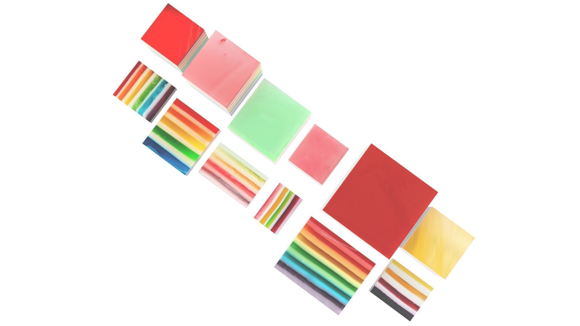 Rainbow Jello Cakes Set 3D model_11