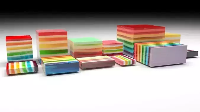 Rainbow Jello Cakes Set 3D model
