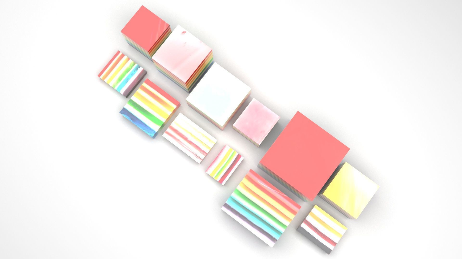 Rainbow Jello Cakes Set 3D model_1