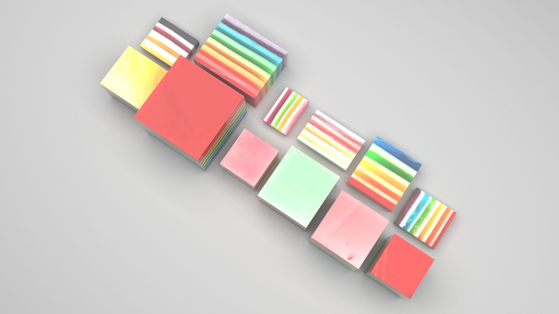 Rainbow Jello Cakes Set 3D model_4