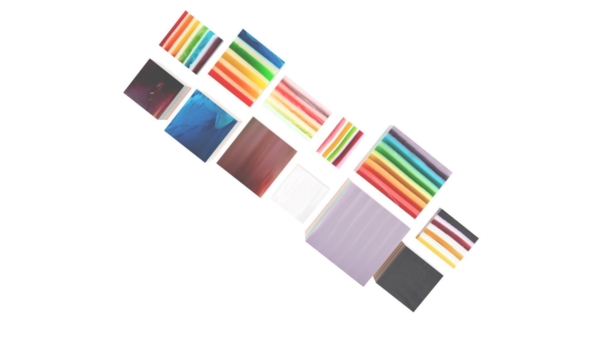 Rainbow Jello Cakes Set 3D model_14