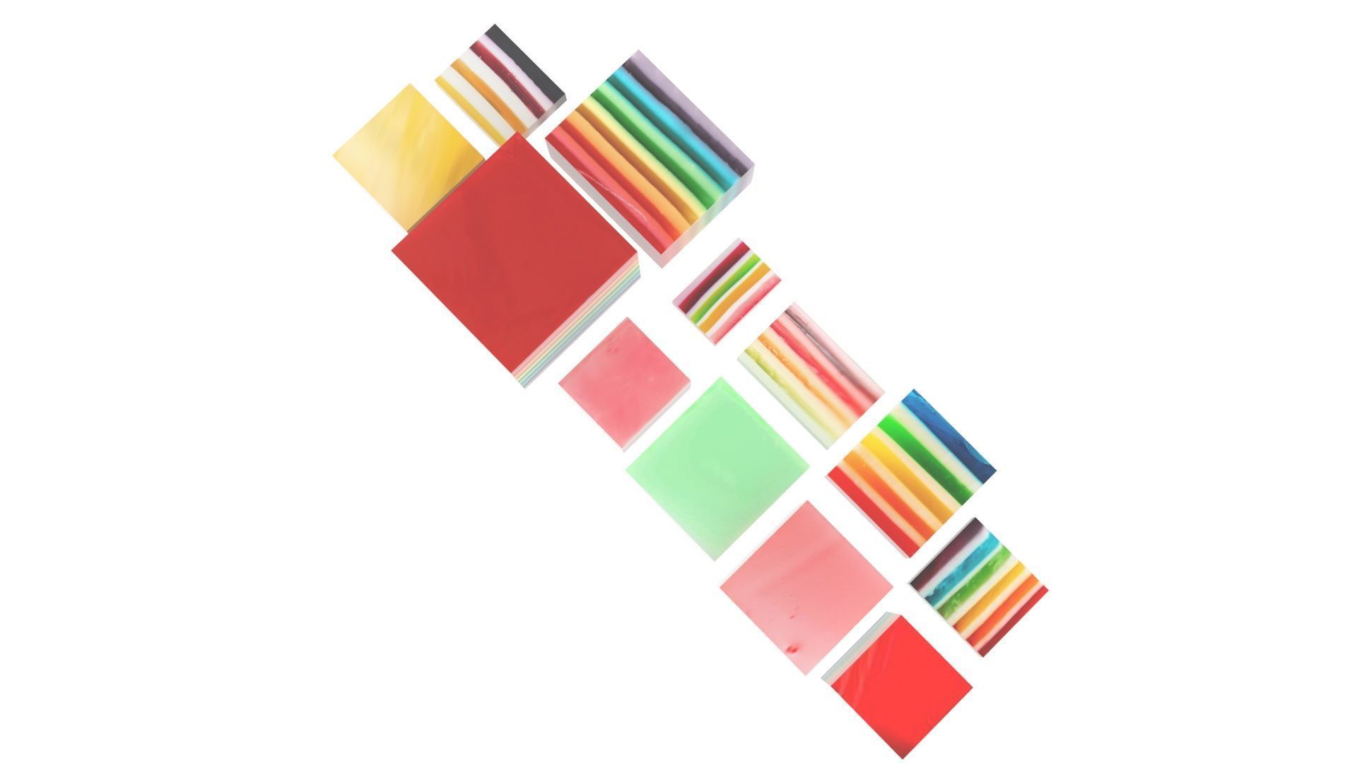 Rainbow Jello Cakes Set 3D model_13