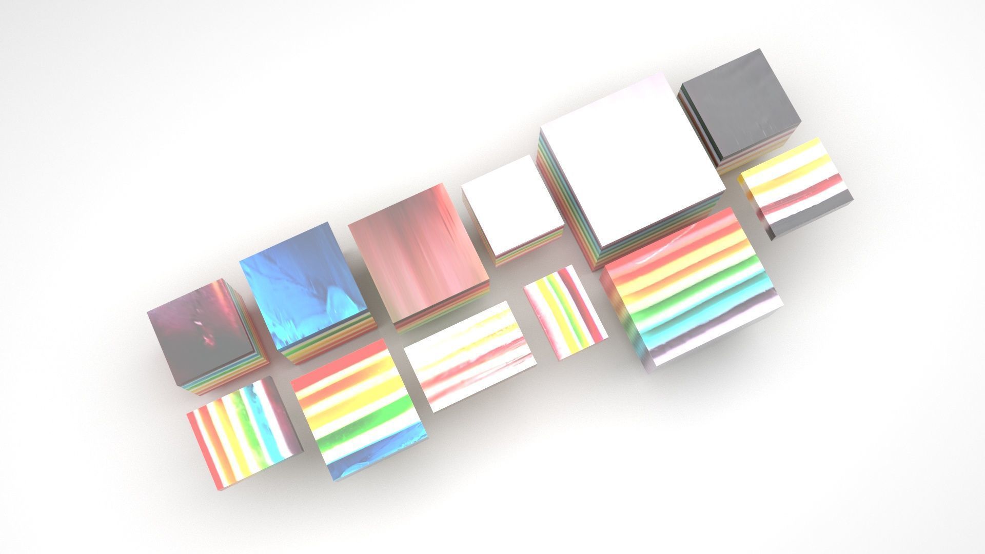 Rainbow Jello Cakes Set 3D model_5