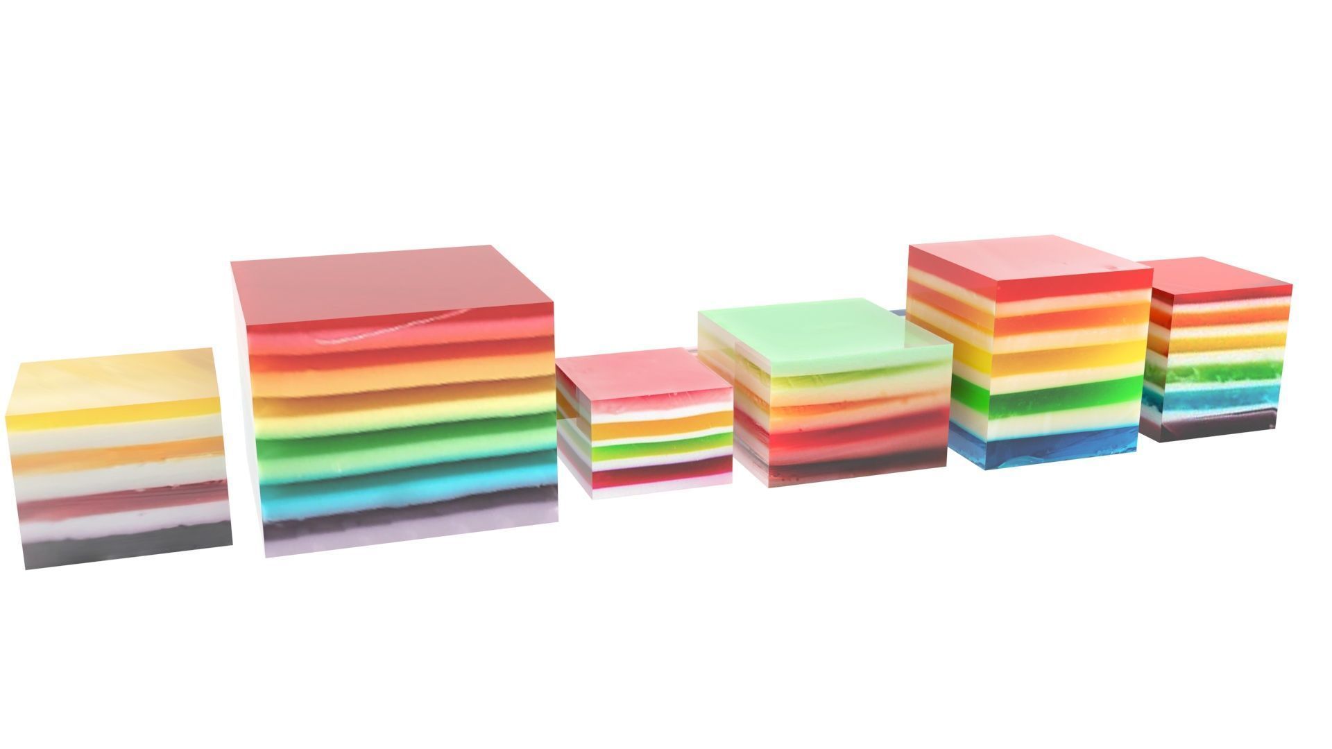 Rainbow Jello Cakes Set 3D model_12