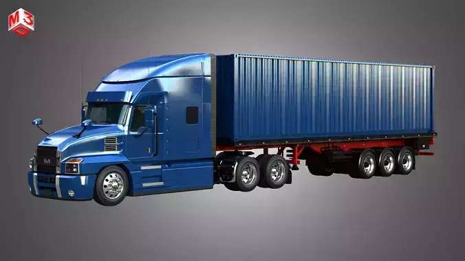 Anthem 64T with 3-Axle Container Trailer 3D model