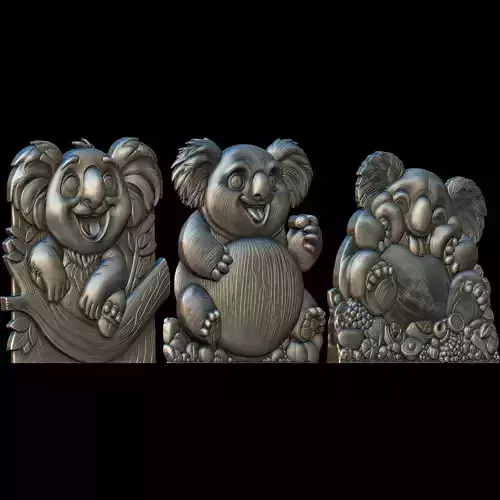 Lovely Cute Koalas Bas Relief STL file for 3d Printing or CNC 3D print model