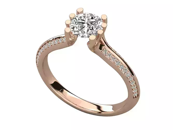 Two Row Accent Engagement Ring 3D print model