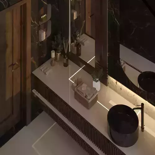 Black Bathroom Design Low-poly 3D model