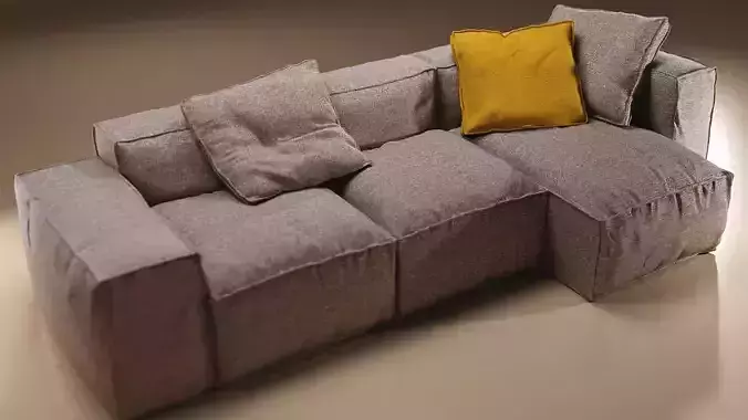 Realistic sofa sectional with pillows