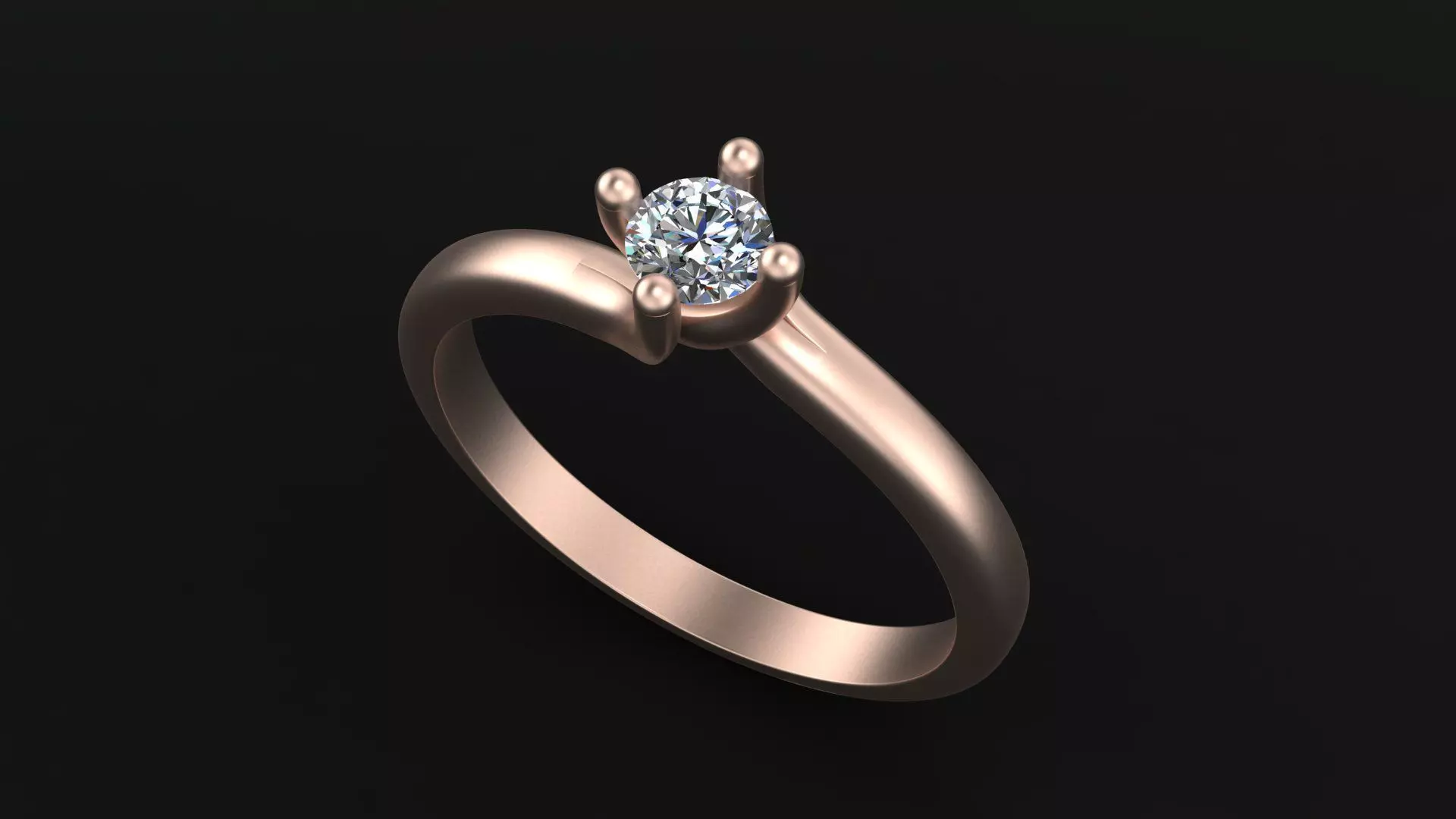 Engagement ring with diamond gem 3 mm for CNC or 3D print model