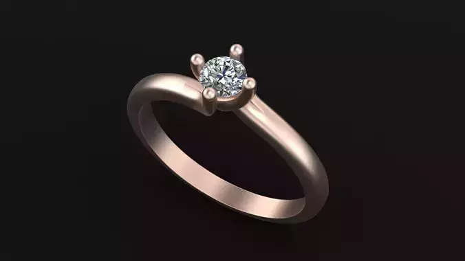 Engagement ring with diamond gem 3 mm for  CNC or  3D print model