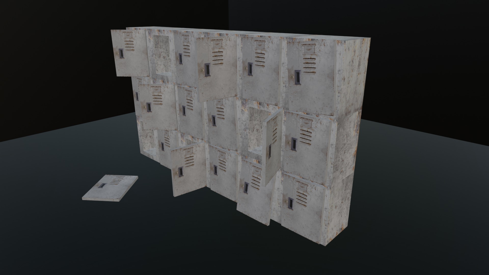 SMALL LOCKERS - LOW POLY - PS1 RETRO STYLE Low-poly 3D model_5