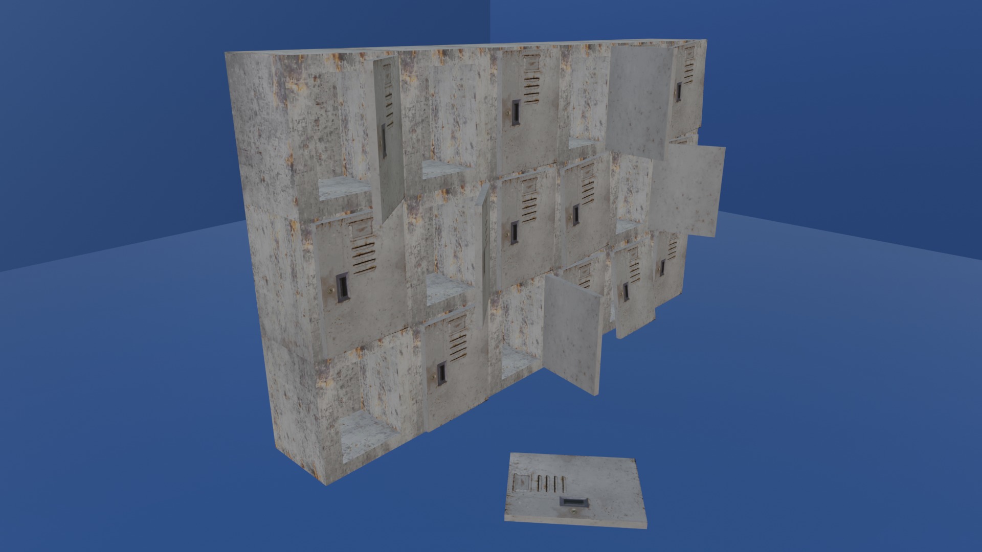 SMALL LOCKERS - LOW POLY - PS1 RETRO STYLE Low-poly 3D model_1