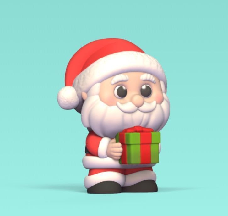 Santa Claus with Present 3D print model_2