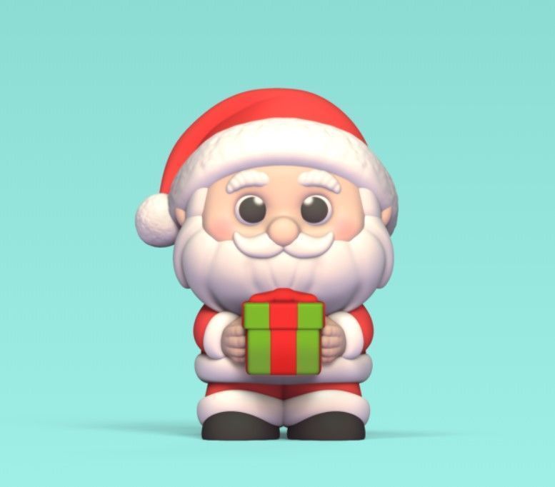 Santa Claus with Present 3D print model_1