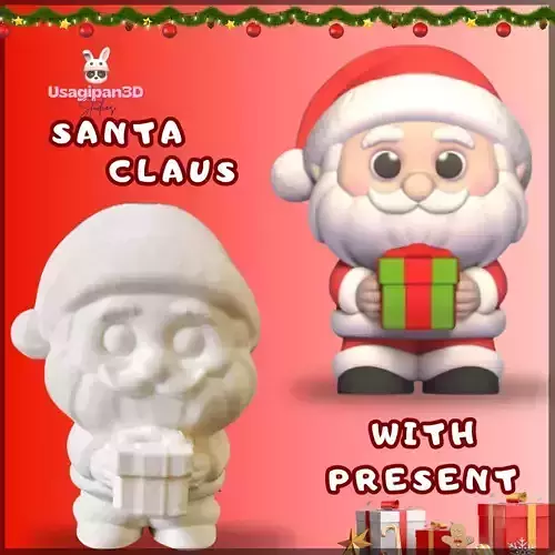 Santa Claus with Present 3D print model Santa Claus with Present 3D print model