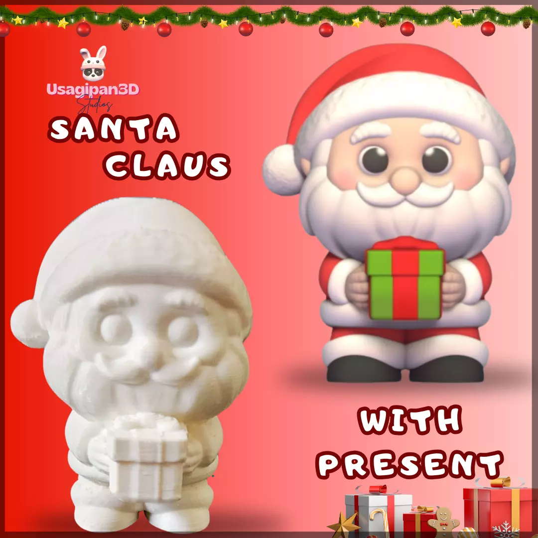 Santa Claus with Present 3D print model_0
