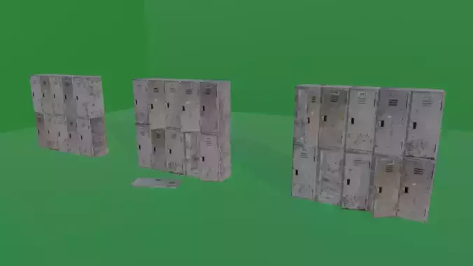 MEDIUM LOCKERS - LOW POLY - PS1 RETRO STYLE Low-poly 3D model