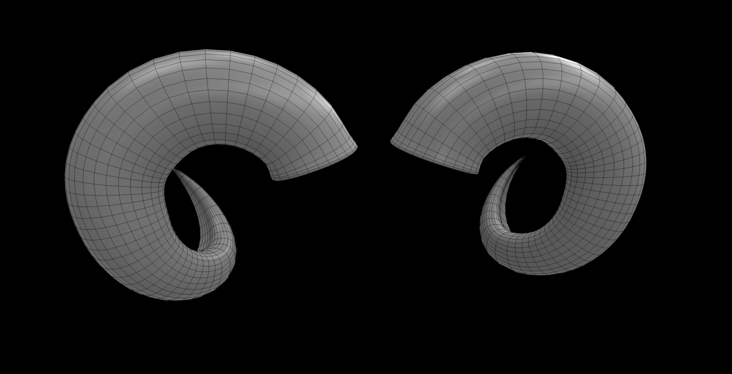 rolled horns 3D model_5