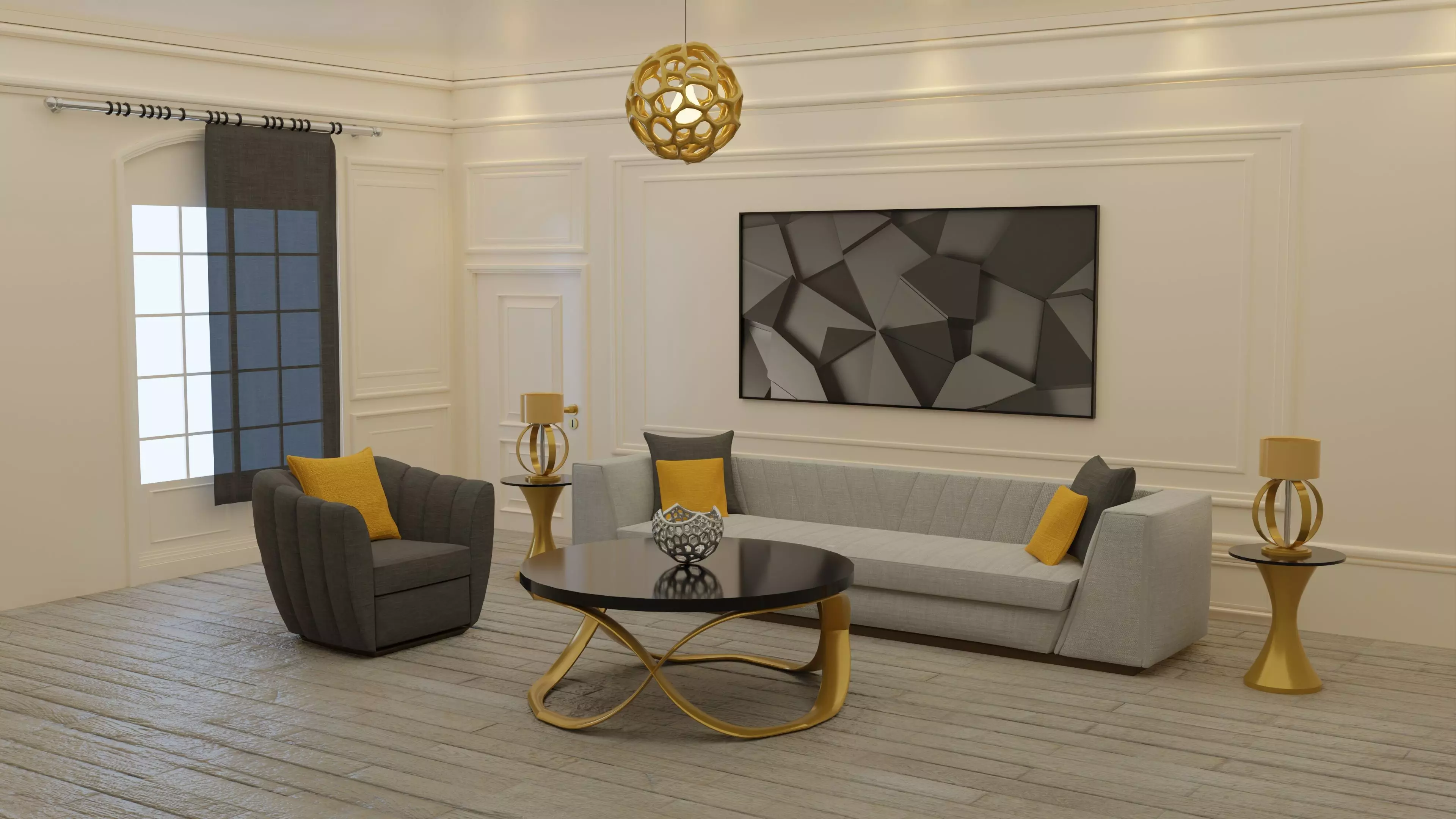 Living Room Interior Low-poly 3D model