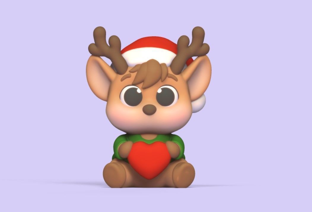 Heart Xmas Reindeer 3D print model_1