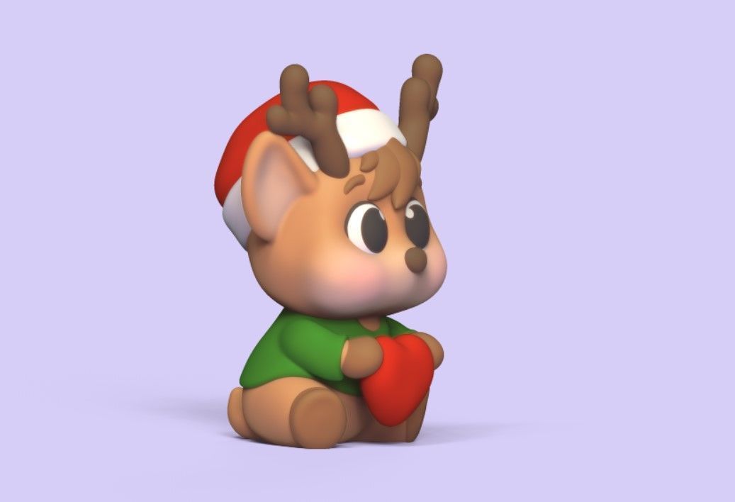 Heart Xmas Reindeer 3D print model_2