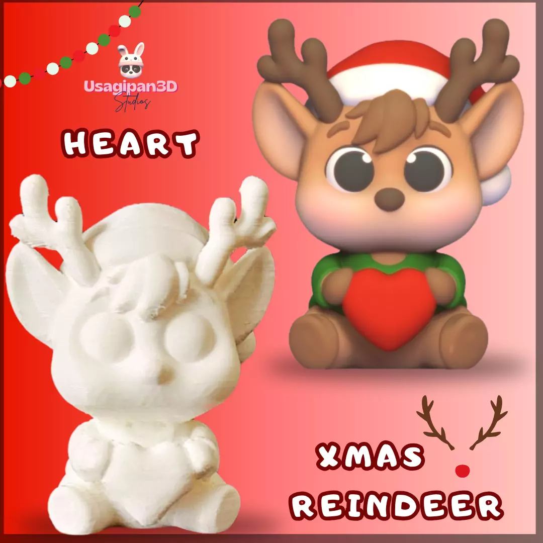 Heart Xmas Reindeer 3D print model_0