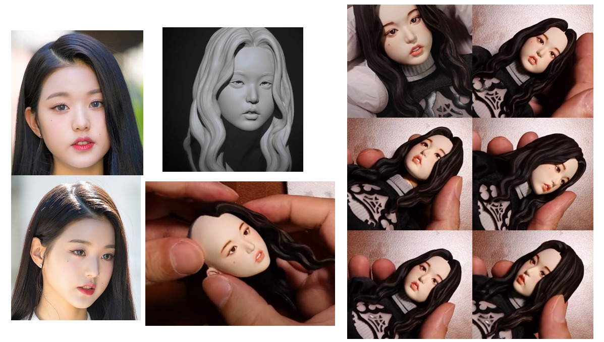 kpop female 12inch hottoys figure head 01 3D print model_2