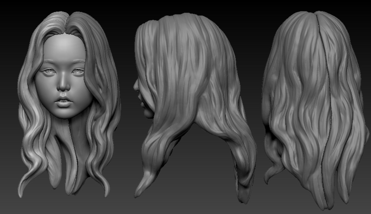 kpop female 12inch hottoys figure head 01 3D print model_4