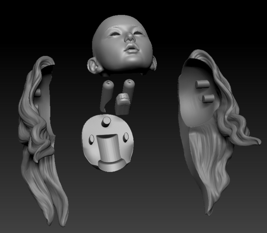 kpop female 12inch hottoys figure head 01 3D print model_6