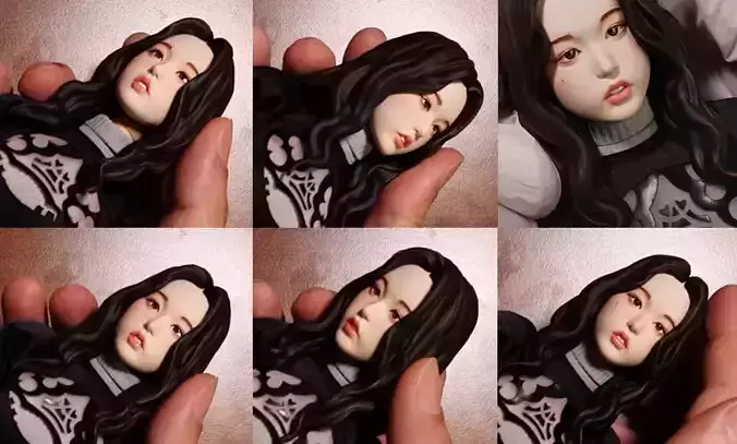 kpop female 12inch hottoys figure head 01 3D print model
