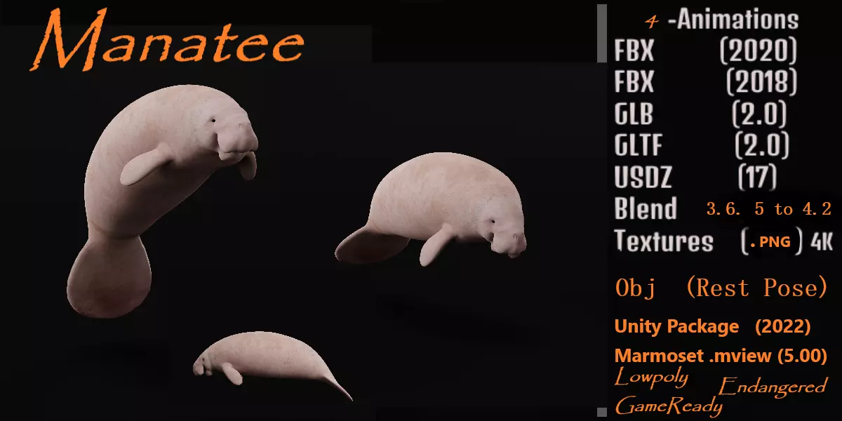 Manatee Low-poly 3D model